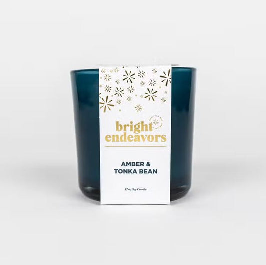 Bright Endeavors Candle: Amber & Tonka Bean Soy Candle (17 oz. Glass)