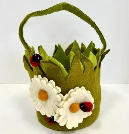 The Winding Road: Felt Easter Basket with Daisies and Ladybugs