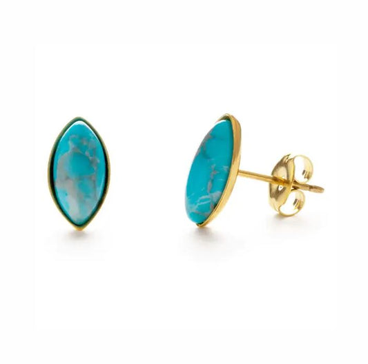 Amano Studio: Navette Cut Semi Precious Studs (Turquoise Howlite)