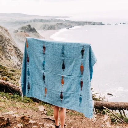 West Path: Sky Blue Baja Thunderbird Blanket