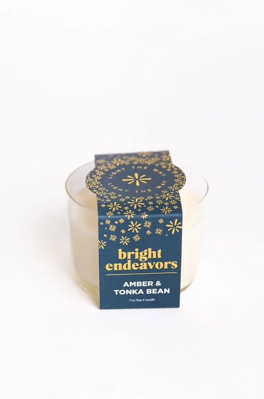 Bright Endeavors Candle: Amber & Tonka Bean Soy Candle (7 oz. Glass)