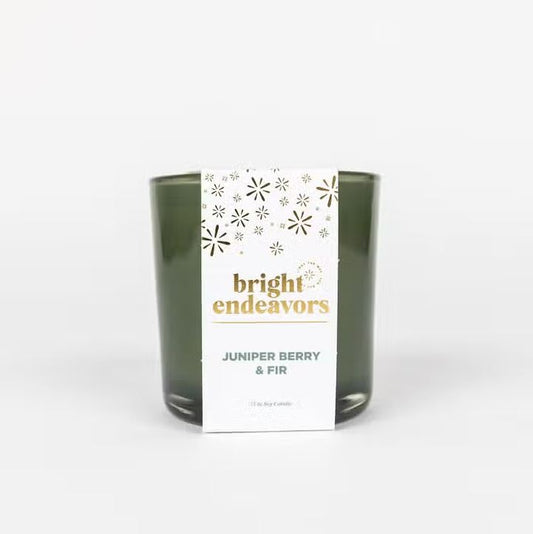 Bright Endeavors Candle: Juniper Berry & Fir Soy Candle (17 oz. Glass)