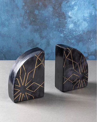 Guari Kholi: Enchant Black Marble Bookends, Set of 2