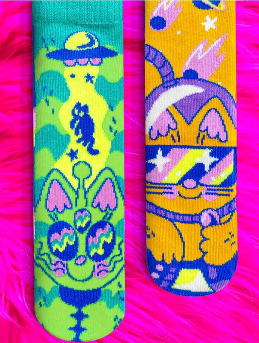 Pals Socks: Lunar & Tick Outer Space Cats