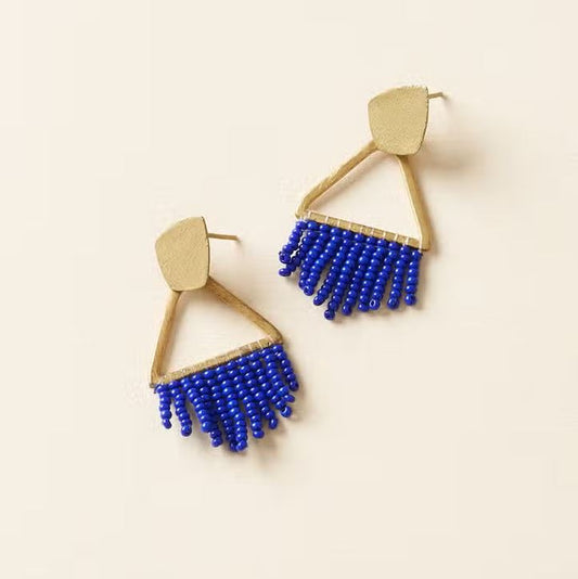 Matr Boomie Fair Trade: Kalapriya Beaded Drop Earrings - Blue