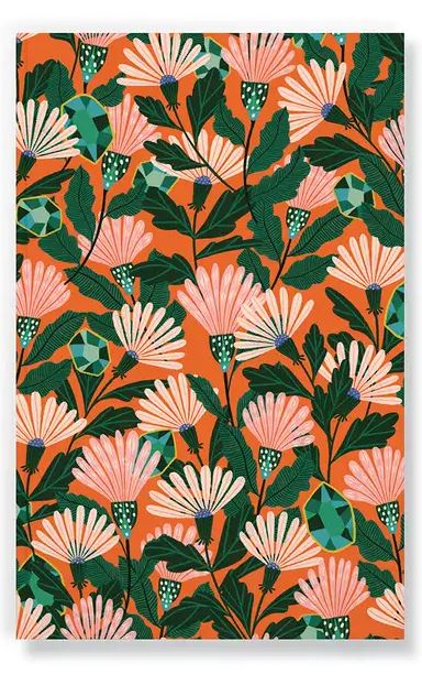 Denik: Orange Floral Classic Layflat Journal Notebook