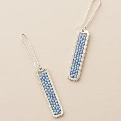 Matr Boomie Fair Trade: Rajiyah Beaded Bar Earrings - Silver, Turquoise