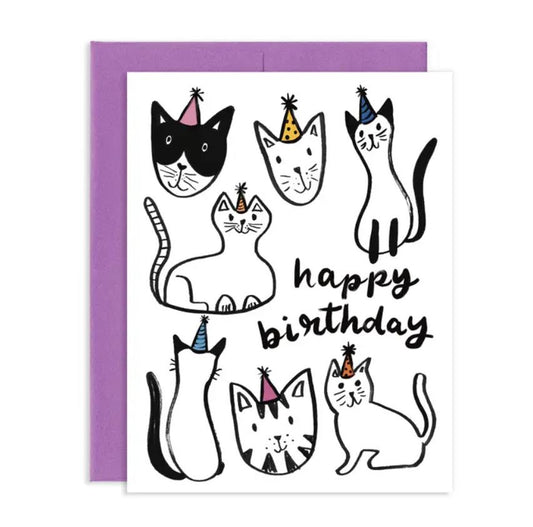 Grey Street Paper: Cats in Party Hats Birthday Greeting Card