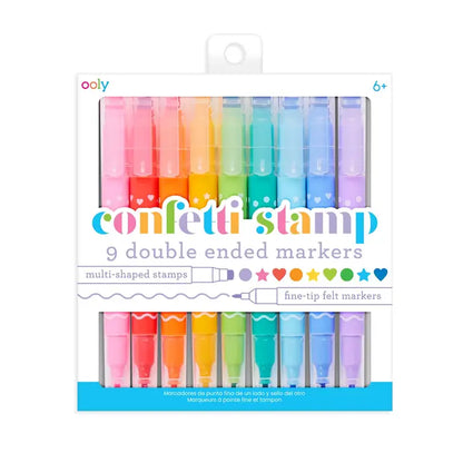 OOLY: Confetti Stamp Double-Ended Markers - Set of 9