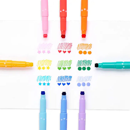 OOLY: Confetti Stamp Double-Ended Markers - Set of 9