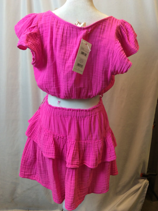LoveShackFancy Pink Ruffled Dress w/ Back Out | S