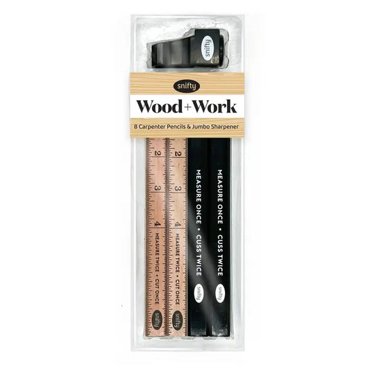 Snifty: Wood + Work - 8 Carpenter Pencils/Sharpener Set