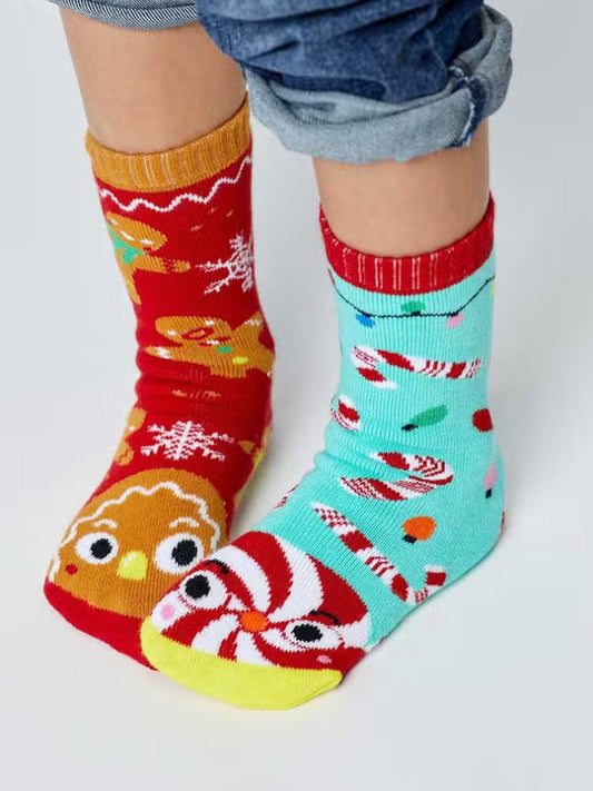 Pals Socks: Gingerbread & Candy Cane Mismatched Kids Socks