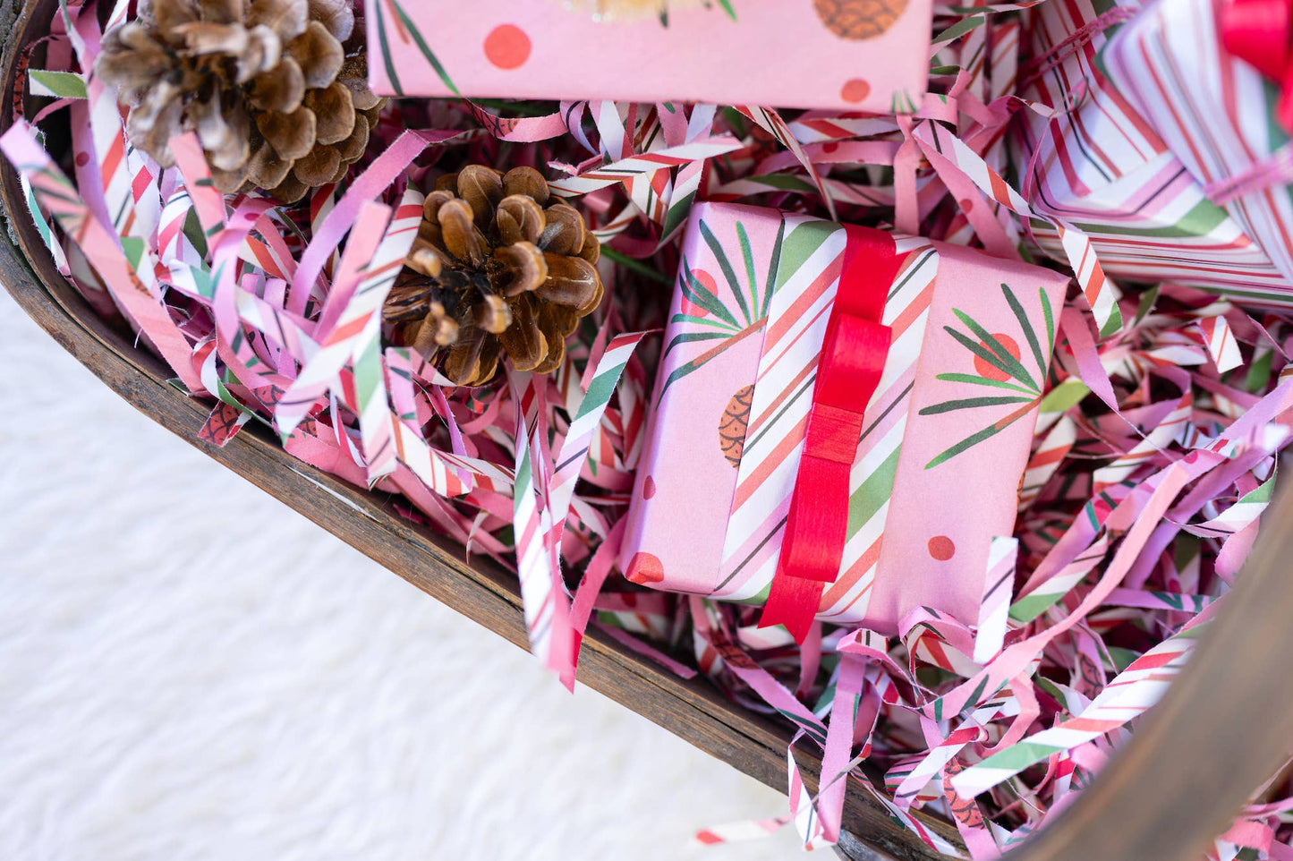 Wrappily Eco Gift Wrap Co.: Eco Shred Basket Filler (Candy Shop Stripe)