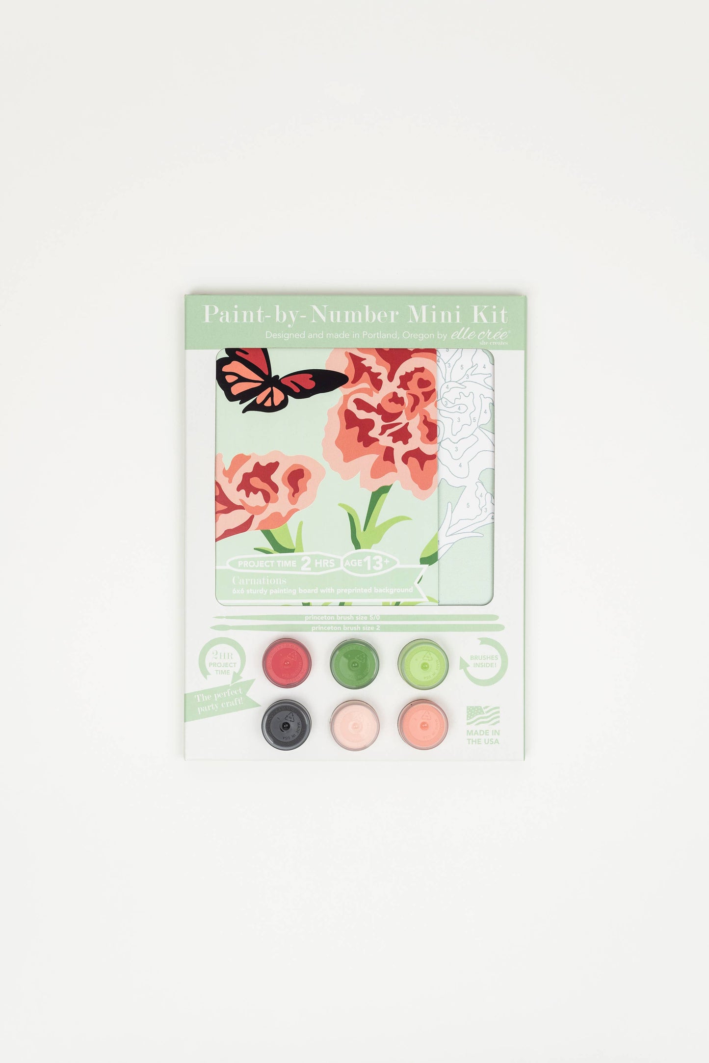 Elle Crée (She Creates): Carnations MINI Paint-by-Number Kit