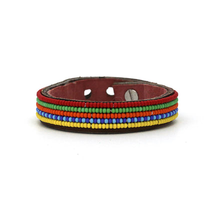 Swahili Coast: Small Multi Stripe Leather Cuff