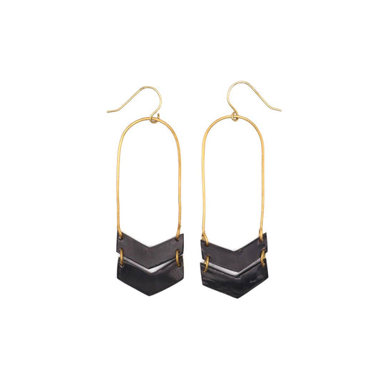 PURPOSE Jewelry: Chevron Drop Earrings in Dark Ankole