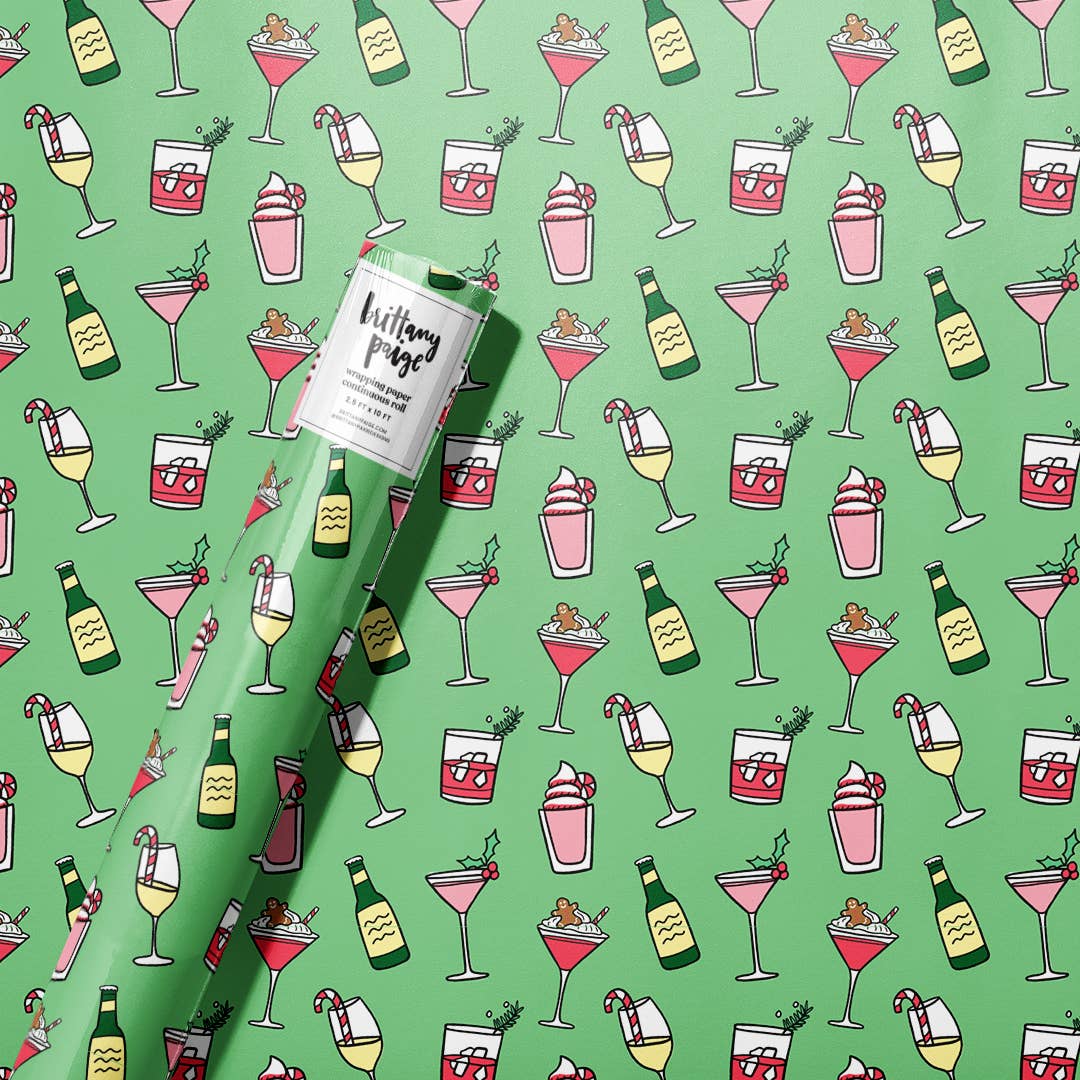 Brittany Paige: Holiday Cocktail Drinks Wrapping Paper Roll