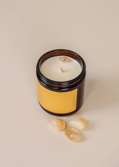 JaxKelly: 4oz Amber Crystal Candles - Citrine - Success