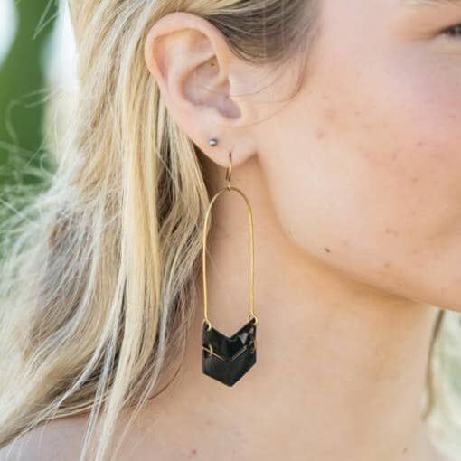 PURPOSE Jewelry: Chevron Drop Earrings in Dark Ankole