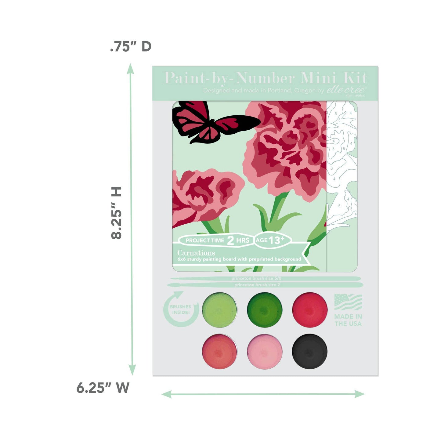 Elle Crée (She Creates): Carnations MINI Paint-by-Number Kit