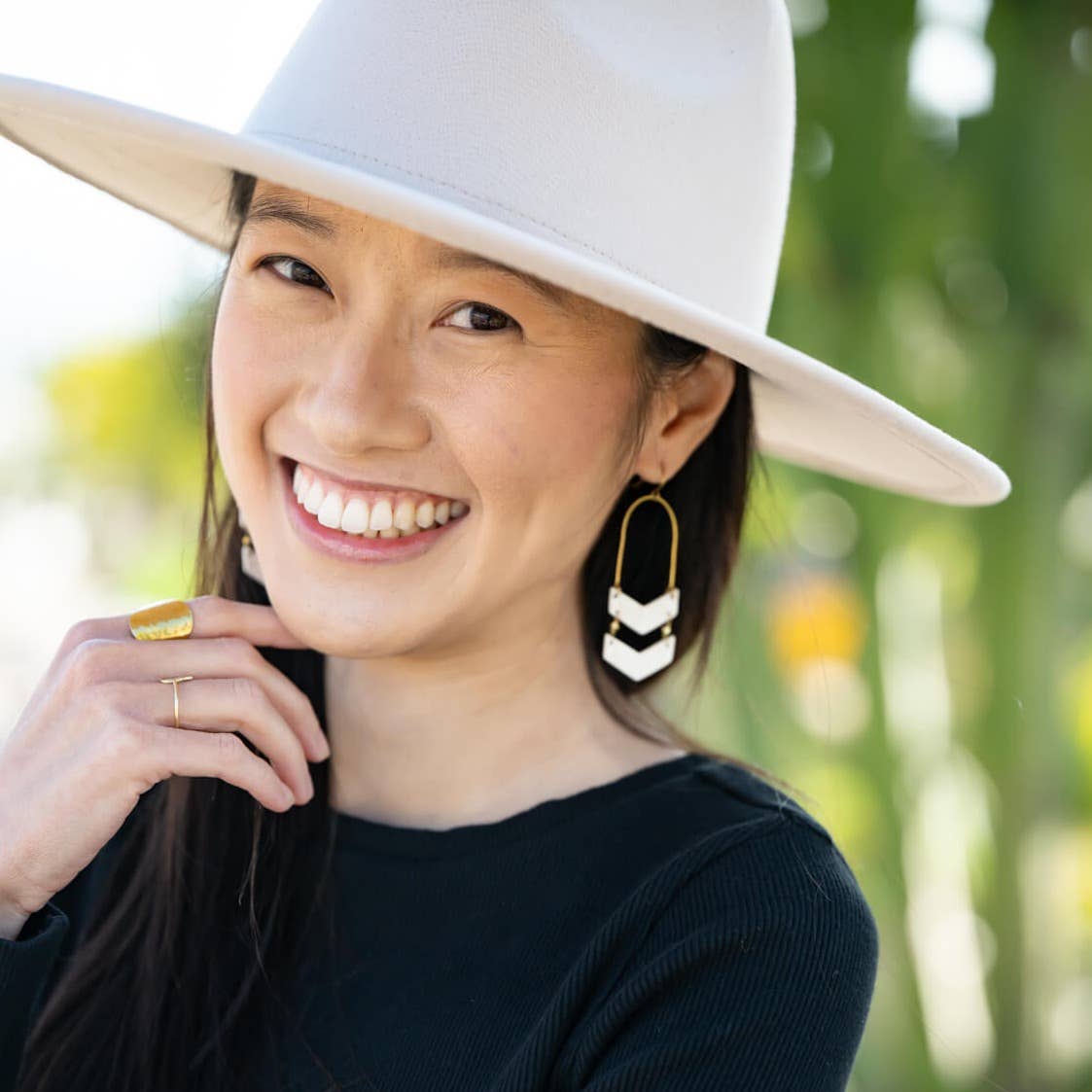 PURPOSE Jewelry: Chevron Drop Earrings in Light Ankole