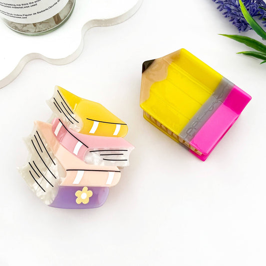 mildstyles: Book & Pen Acetate Hair Claw Clip – Creative Design