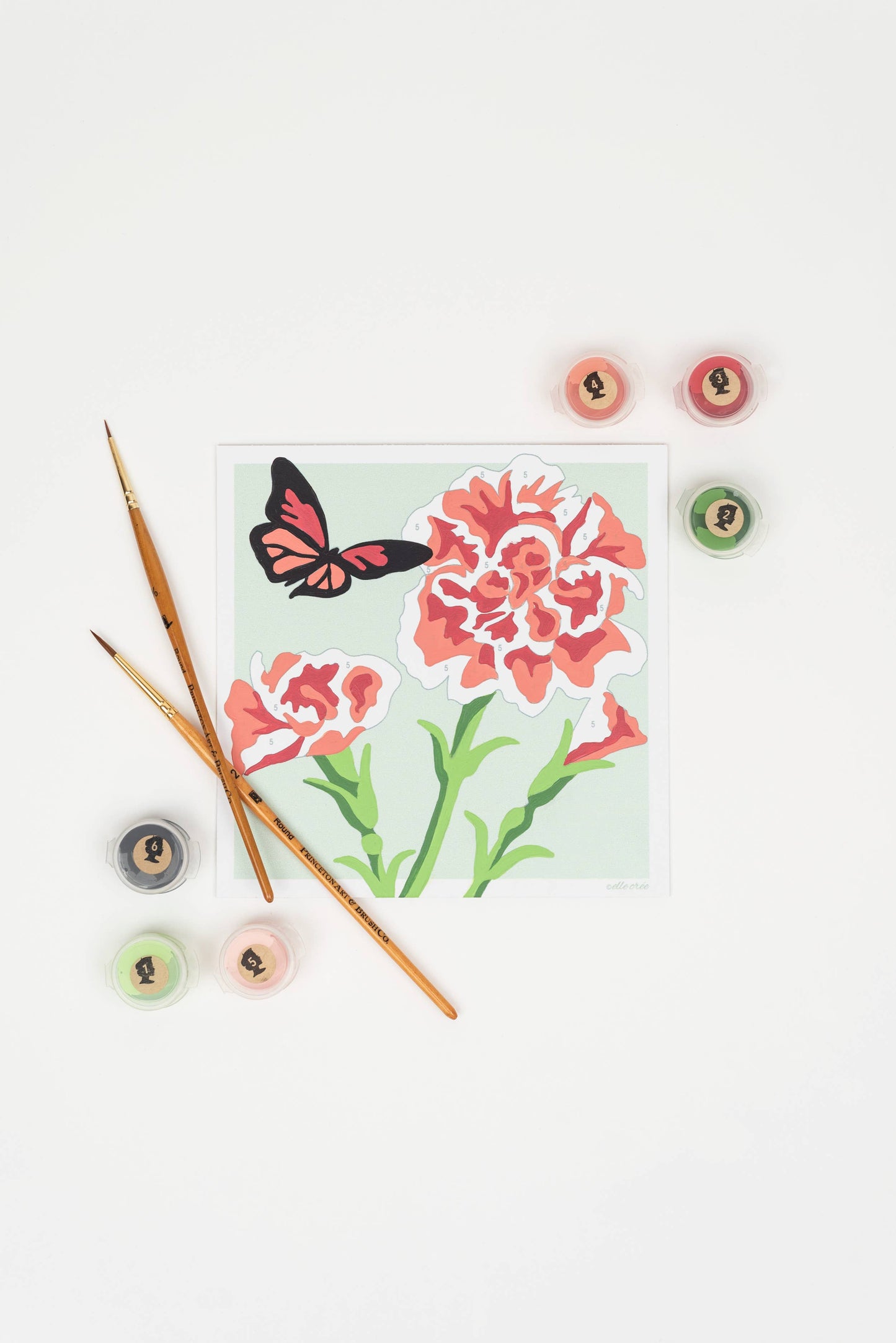 Elle Crée (She Creates): Carnations MINI Paint-by-Number Kit