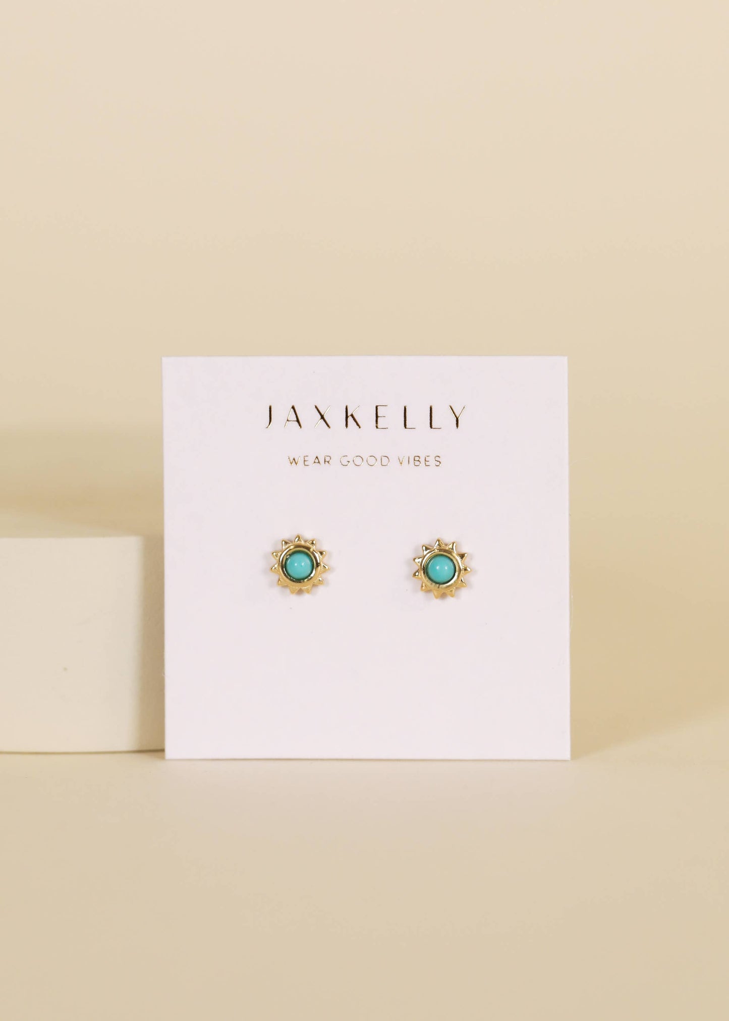 JaxKelly - Sun Stud - Turquoise - Gold Earrings