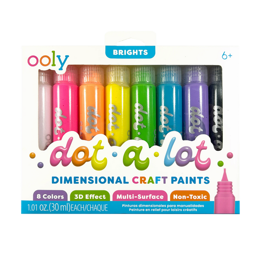 OOLY: Dot-A-Lot: Dimensional Craft Paint - Bright (Set of 8)