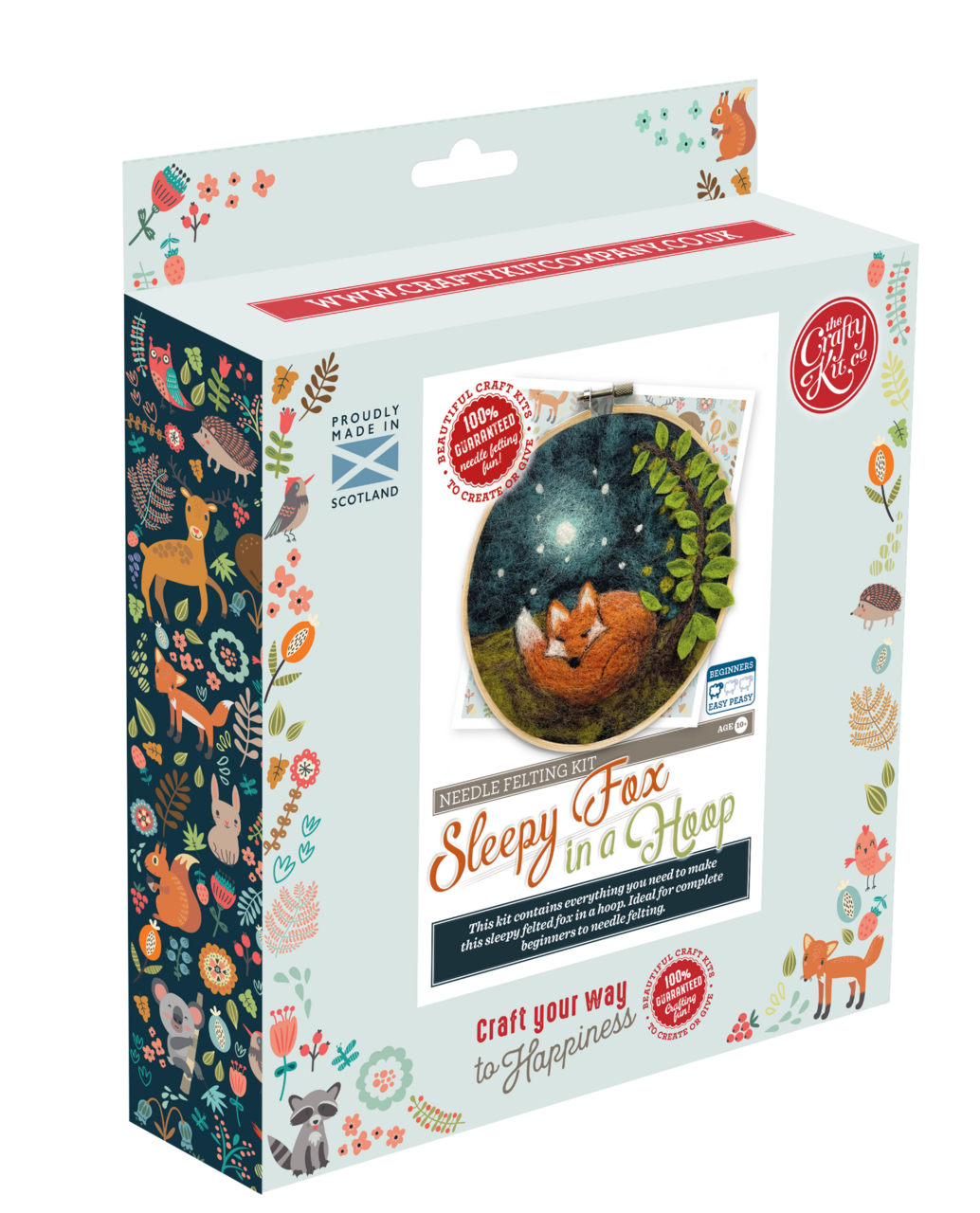 The Crafty Kit Company: Paint with Wool: Sleepy Fox in a Hoop Needle Felt Craft Kit