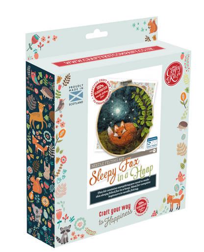 The Crafty Kit Company: Paint with Wool: Sleepy Fox in a Hoop Needle Felt Craft Kit