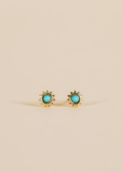 JaxKelly - Sun Stud - Turquoise - Gold Earrings