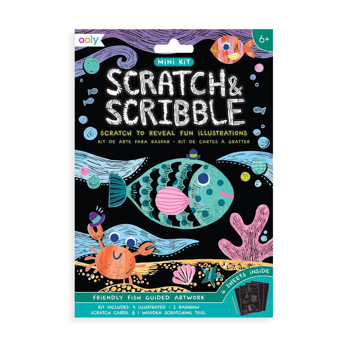 OOLY: Mini Scratch & Scribble Art Kit: Friendly Fish