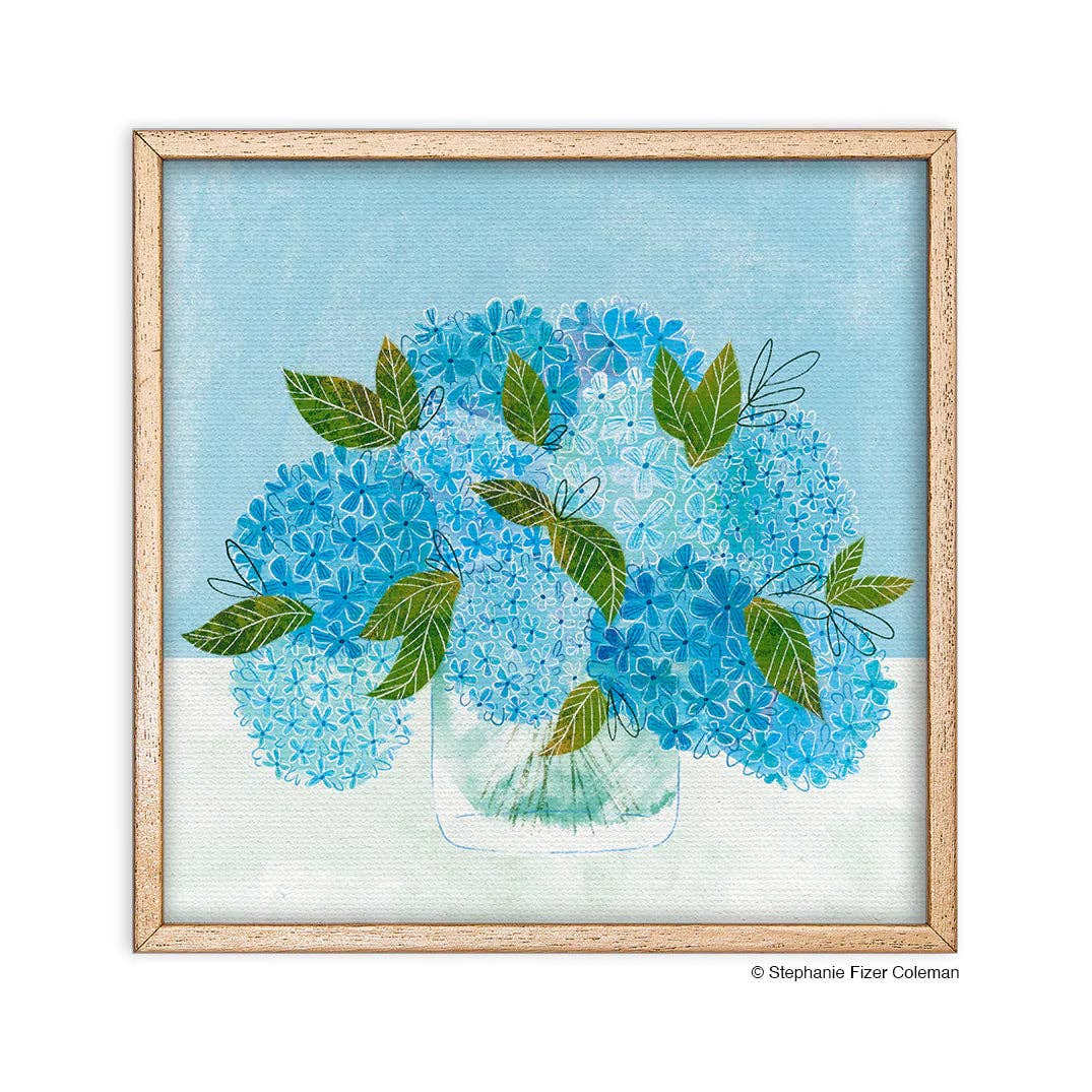 WerkShoppe: Blue Hydrangeas | Framed Canvas Art