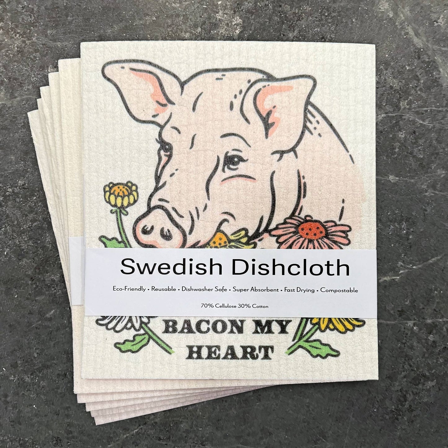 Two Little Fruits: Swedish Dishcloth - Funny Pig Dishcloth  – Kitchen Gift