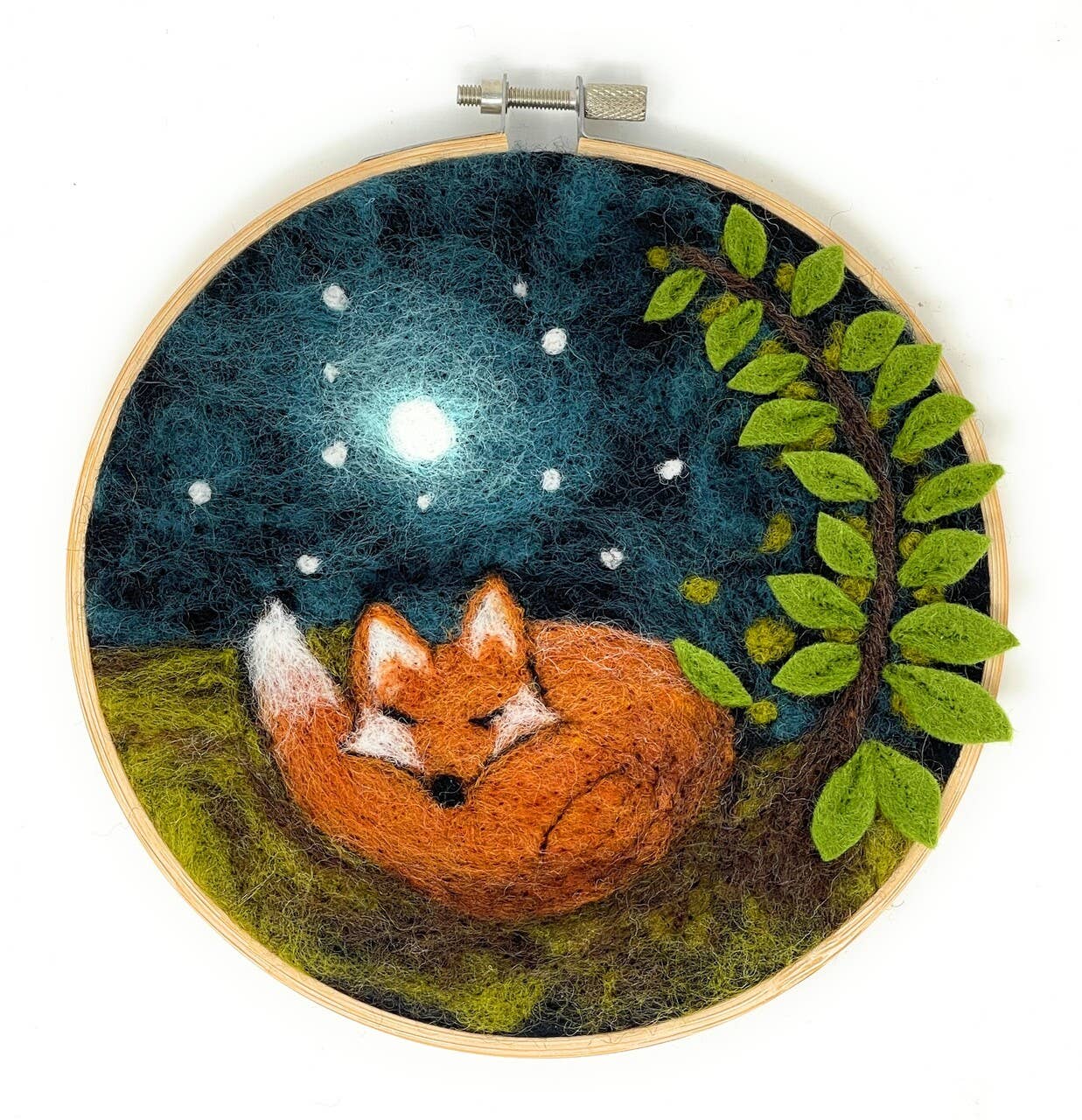 The Crafty Kit Company: Paint with Wool: Sleepy Fox in a Hoop Needle Felt Craft Kit