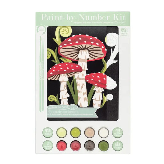 Elle Crée (She Creates): Fly Agaric Mushrooms Paint-By-Number Kit