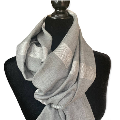 Helyat Handwoven Bamboo Viscose Scarf - Silver