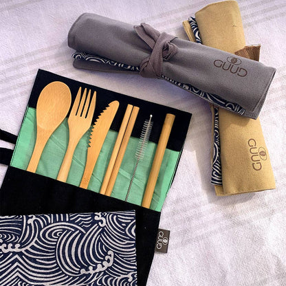 GUUD Brand Products - GUUD Brand Bamboo 6-piece Reusable Cutlery With Cotton Wrap