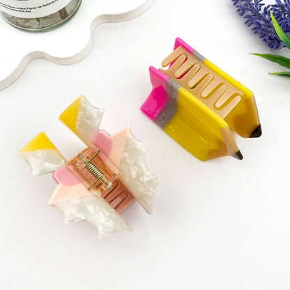 mildstyles: Book & Pen Acetate Hair Claw Clip – Creative Design