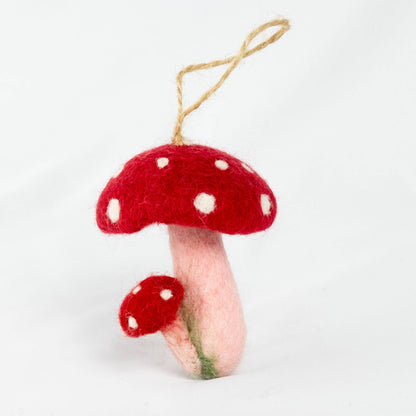 The Winding Road: Felt Spotted Mushroom Ornament