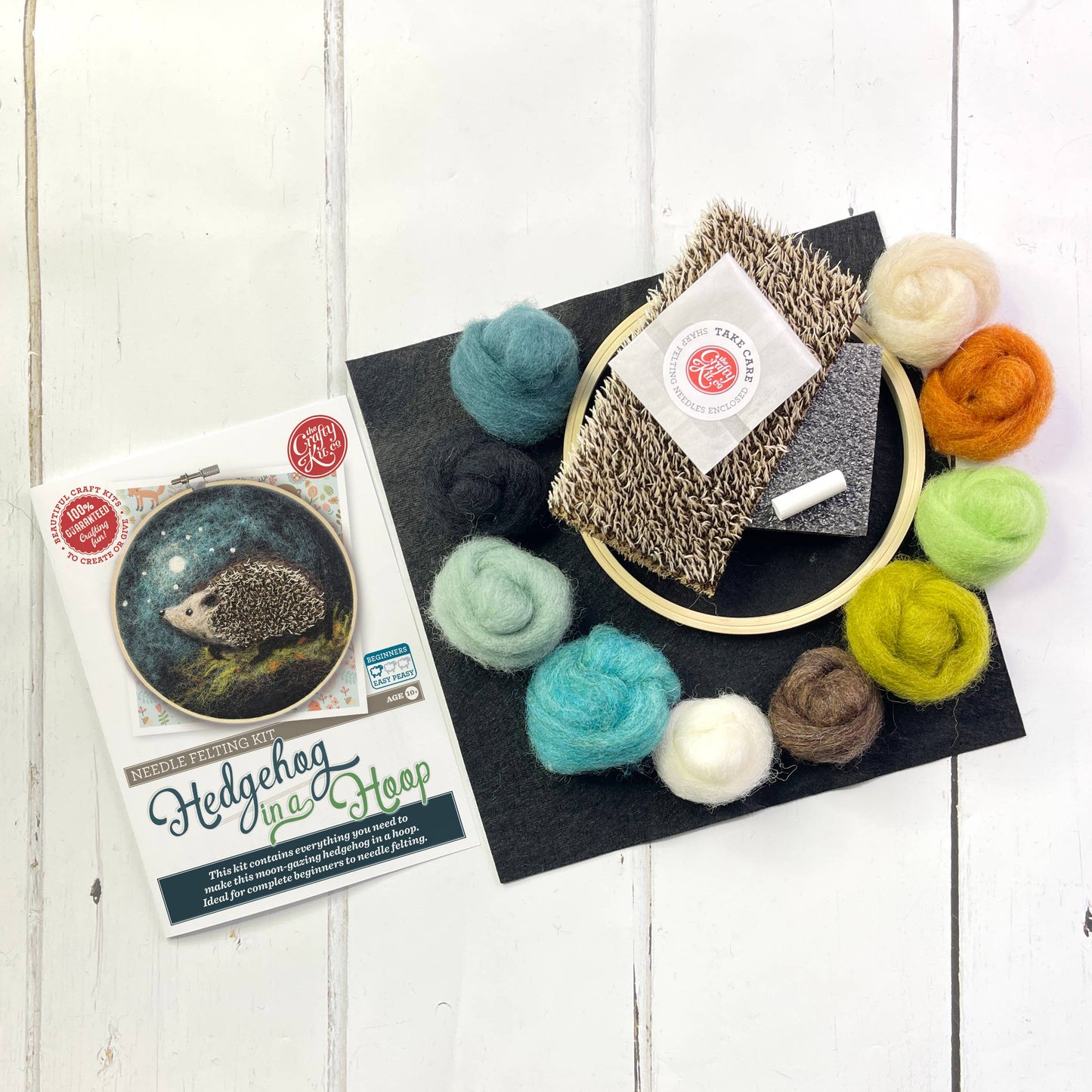 The Crafty Kit Company: Hedgehog in a Hoop Needle Felting Craft Kit