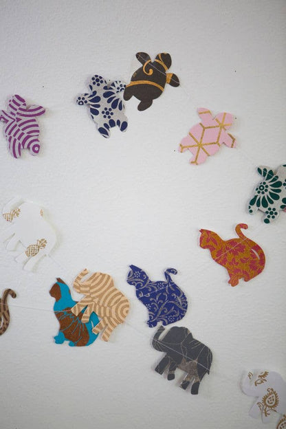 Matr Boomie Fair Trade: Elephant Recycled Paper Garland-Eco Friendly Tree-Free Decor