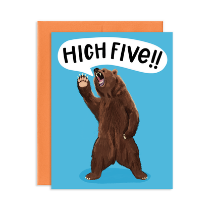 Grey Street Paper: Bear High Five Congratulations Greeting Card