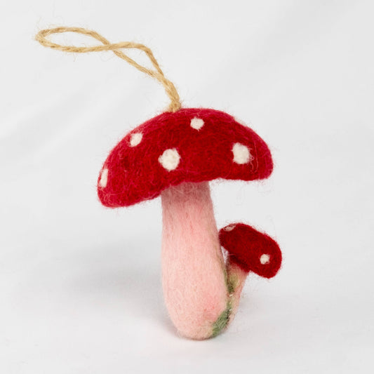 The Winding Road: Felt Spotted Mushroom Ornament