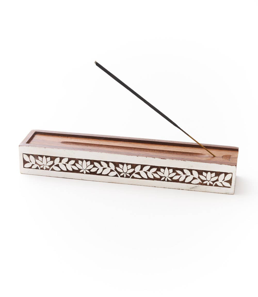 Matr Boomie Fair Trade: Aashiyana Incense Holder Box-Antique Finish Hand Carved Wood