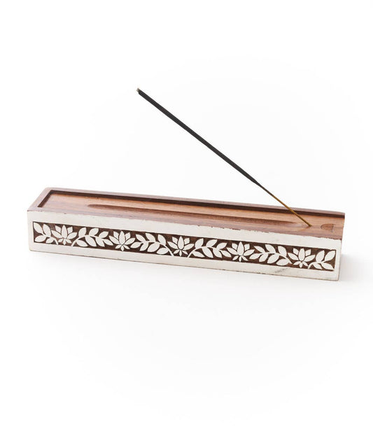 Matr Boomie Fair Trade: Aashiyana Incense Holder Box-Antique Finish Hand Carved Wood