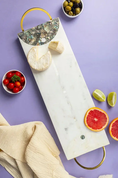 Gauri Kohli: Volga Marble Cheese Board - 18.0" x 6.0"