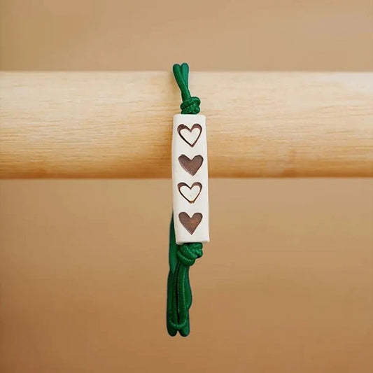 Mud Love Friendship Bracelet on Hand-woven Cotton Cord: hearts Lovely Bracelet